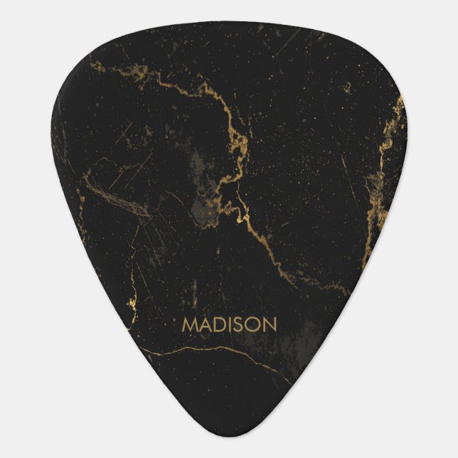 Gold Black Marble Guitar Pick (Front)
