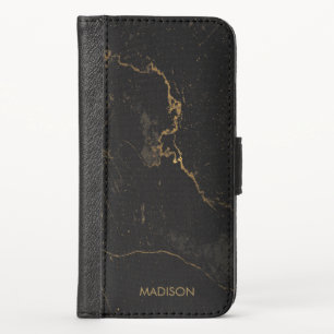 Gold Black Marble iPhone X Wallet Case