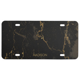 Gold Black Marble License Plate