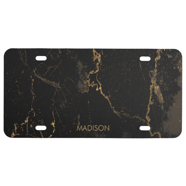 Gold Black Marble License Plate (Front)