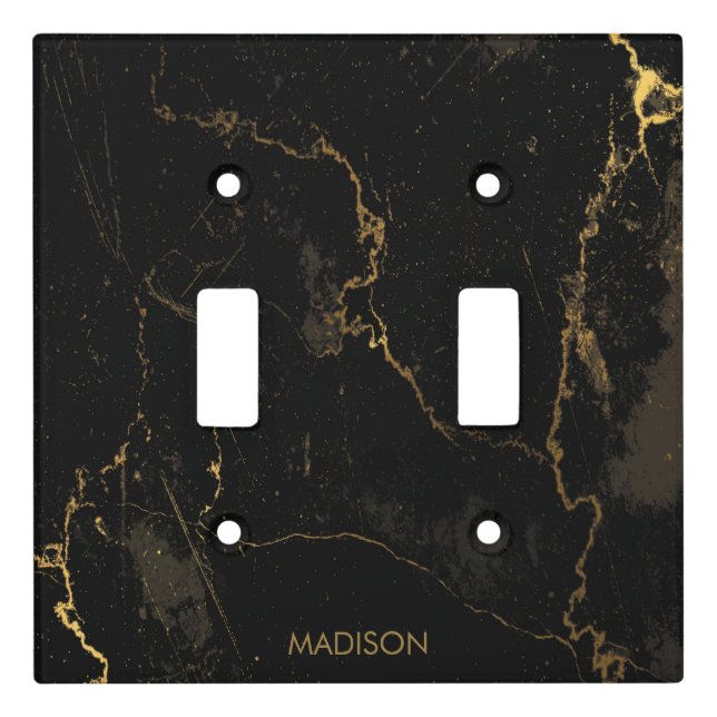 Gold Black Marble Light Switch Cover (Front)