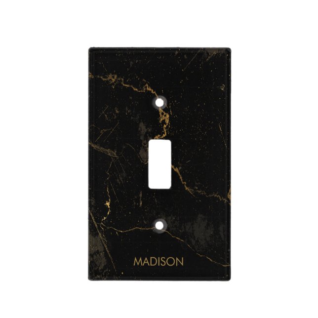 Gold Black Marble Light Switch Cover (Front)