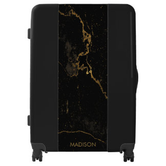 Gold Black Marble Luggage