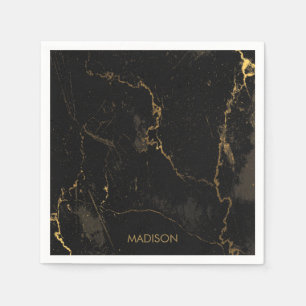 Gold Black Marble Napkins