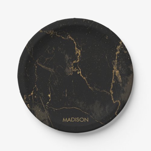 Gold Black Marble Paper Plates
