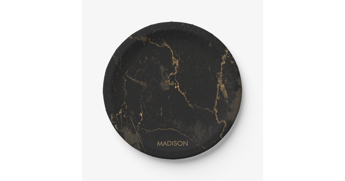 Gold Black Marble Paper Plates Zazzle