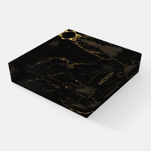Gold Black Marble Paperweight