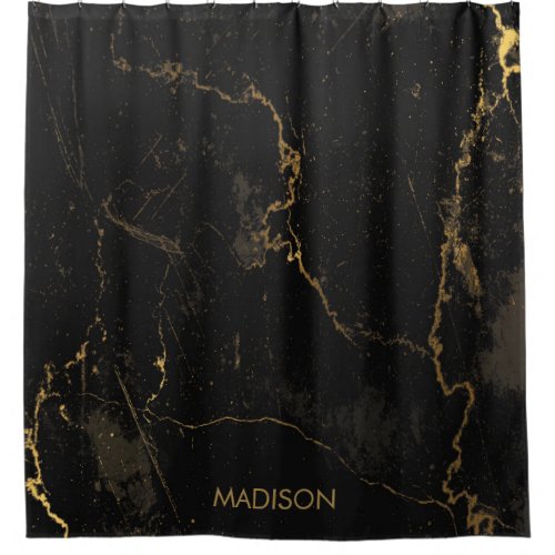 Gold Black Marble Shower Curtain