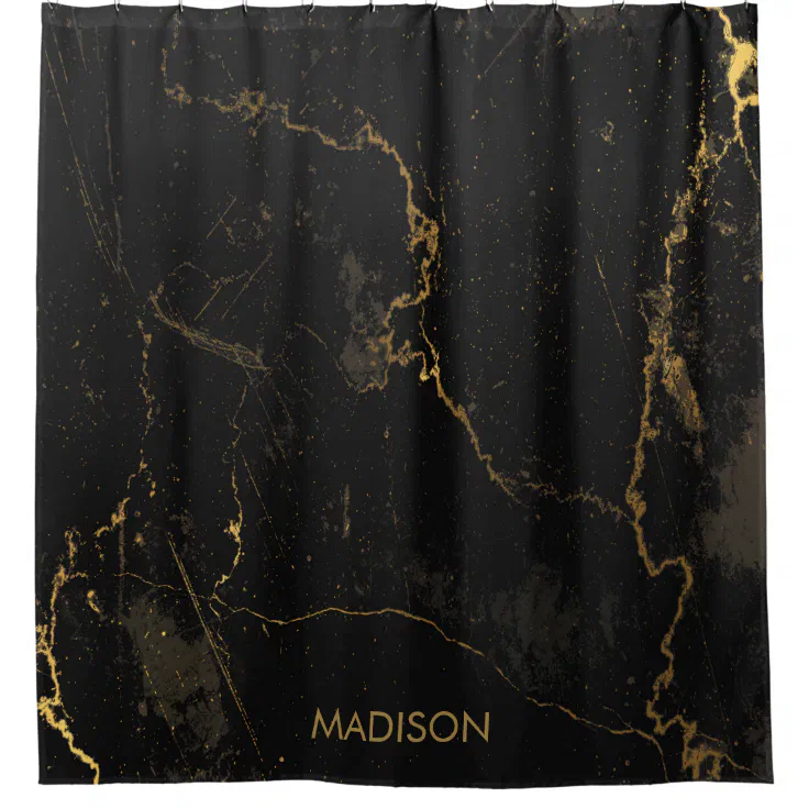 Gold Black Marble Shower Curtain Zazzle