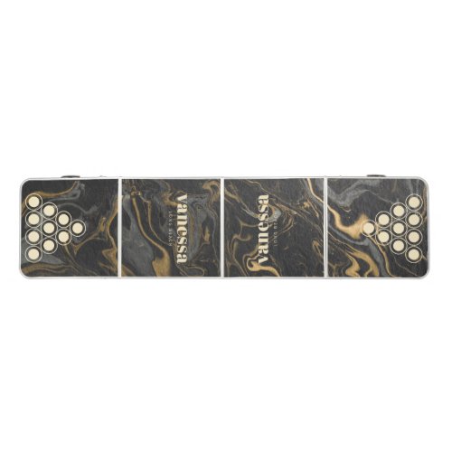 Gold Black Marble Swirl Minimal Modern ClassicName Beer Pong Table