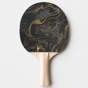 Gold Black Marble Swirl Stone Simple Ping Pong Paddle