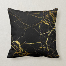 Gold Black Marble - Throw Pillow