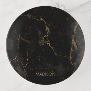 Gold Black Marble Trinket Tray