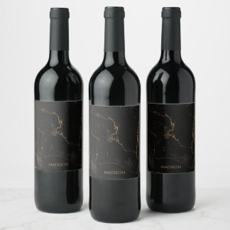 Gold Black Marble Wine Label