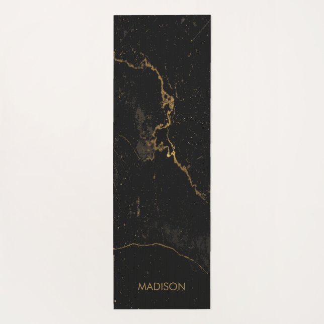 Gold Black Marble Yoga Mat (Back)
