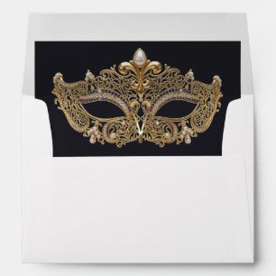 Gold Black Masquerade Party Birthday Envelope