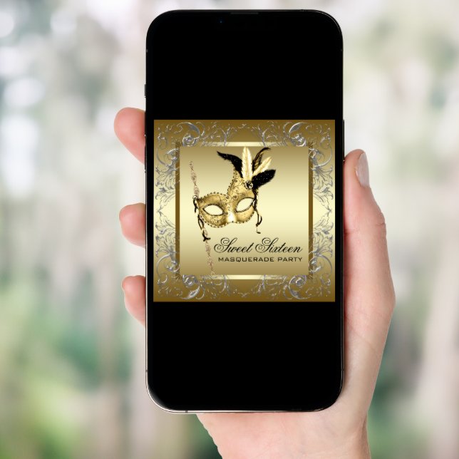 Gold Black Masquerade Party Invitation (Front Digital)