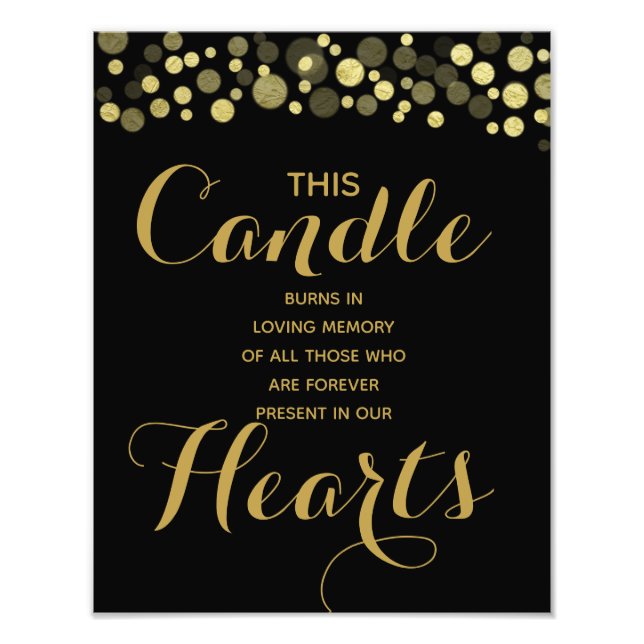 Gold & Black Memory candle sign for wedding (Front)