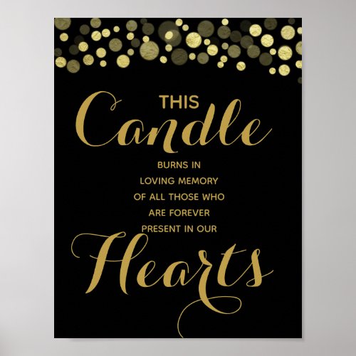 Gold  Black Memory candle sign for wedding