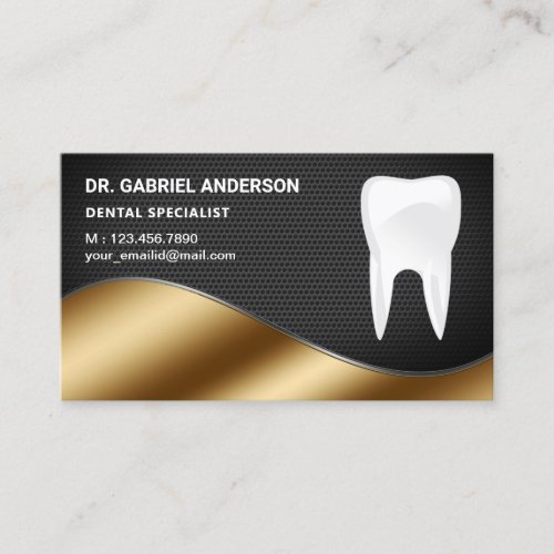 Gold Black Mesh Tooth Dental Clinic Dentist Business Card