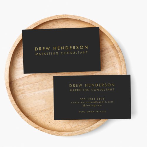 Gold Black  Minimalist Modern Elegant Stylish Business Card