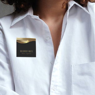 Gold Black Minimalist Modern Glam Trendy Chic Name Tag