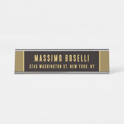 Gold & Black Minimalist Professional Modern Desk Name Plate