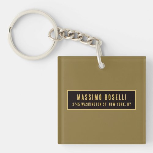 Gold & Black Minimalist Professional Modern Keychain