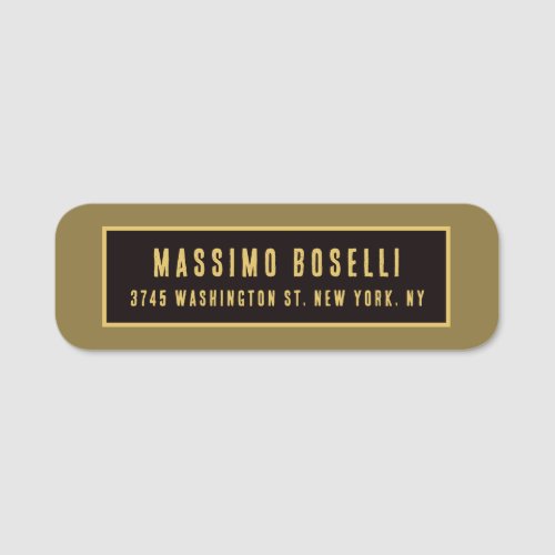 Gold & Black Minimalist Professional Modern Name Tag
