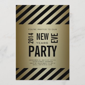 Gold Black Modern 2014 New Years Party Invitation by zazzleoccasions at Zazzle