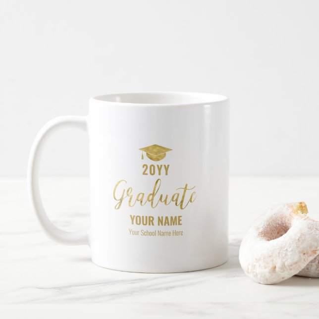 Gold & Black | Modern 2022 Graduation Gifts Mug (With Donut)