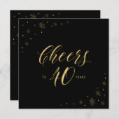 Gold & Black | Modern 40th Birthday Party Square Invitation (Front/Back)