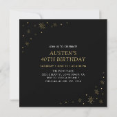 Gold & Black | Modern 40th Birthday Party Square Invitation (Back)