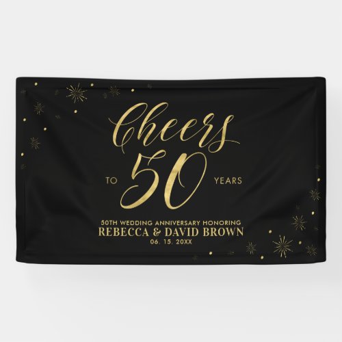Gold  Black Modern 50th Wedding Anniversary Banner
