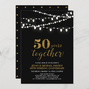 Gold & Black Modern 50th Wedding Anniversary Invitation