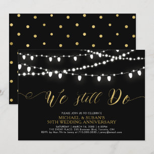 Gold & Black Modern 50th Wedding Anniversary Invitation