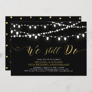 Gold & Black Modern 50th Wedding Anniversary Invitation