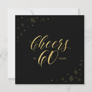 Gold & Black   Modern 60th Birthday Party Square Invitation