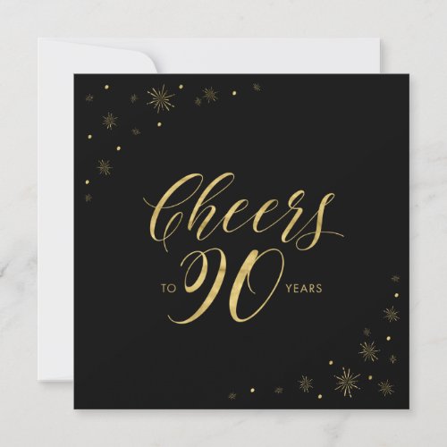 Gold & Black | Modern 90th Birthday Party Square