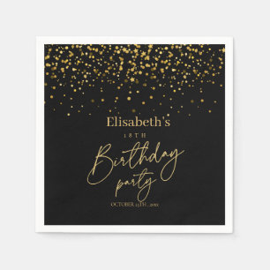 Gold & Black Modern Birthday Party Napkins