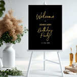 Gold &amp; Black Modern Birthday Party Welcome Foam Board at Zazzle