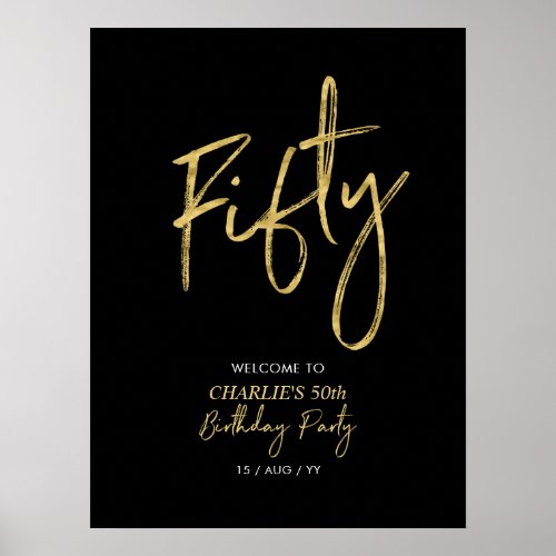Gold  Black Modern Birthday Party Welcome Poster