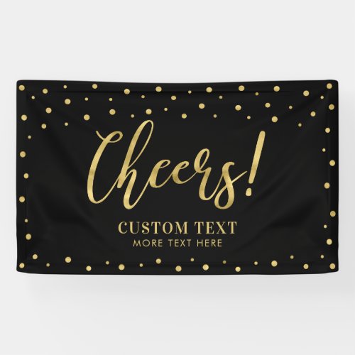 Gold  Black  Modern Cheers All Occasions Party Banner