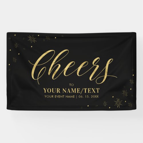 Gold  Black  Modern Cheers All Occasions Party Banner