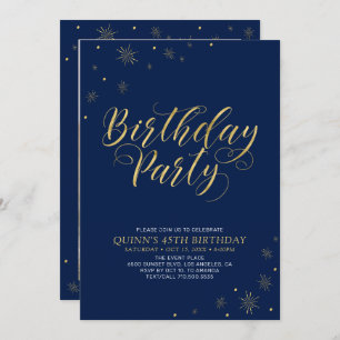 Gold & Black Modern Chic 45th Birthday Party Invitation