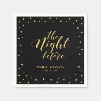 Gold & Black Modern Confetti Rehearsal Dinner Napkins