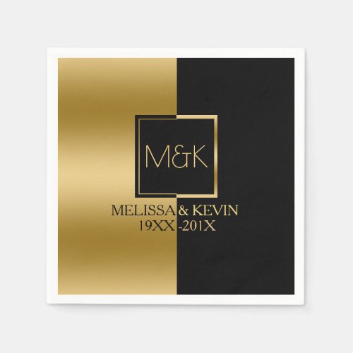 Gold  Black Modern Geometric Design Napkins