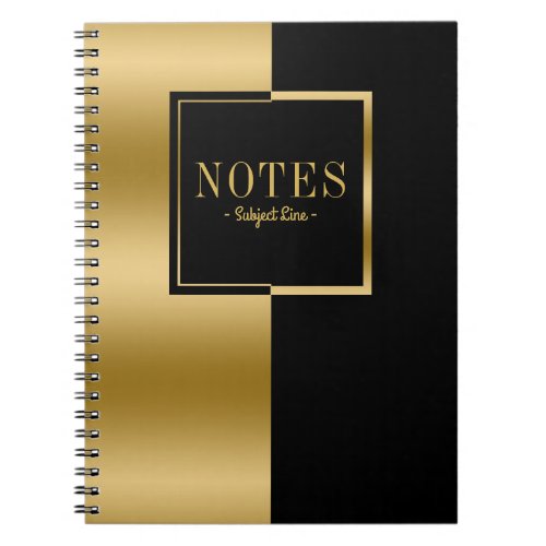 Gold  Black Modern Geometric Design Notebook