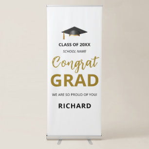 Gold & Black   Modern Graduation Custom Gift Retractable Banner