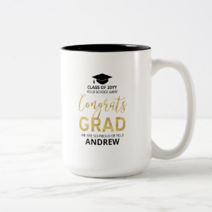 Gold & Black   Modern Graduation Custom Gift Two-Tone Coffee Mug